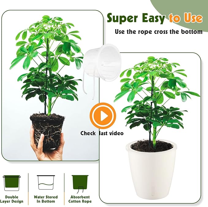 Self-Watering Pots for Indoor Plants, 8-Pack Self Watering Planter with Drainage Holes, Small African Violet Pots with Water Indicator, 5 Packs 5''/3 Pack 6.7'' Orchid Pot, White