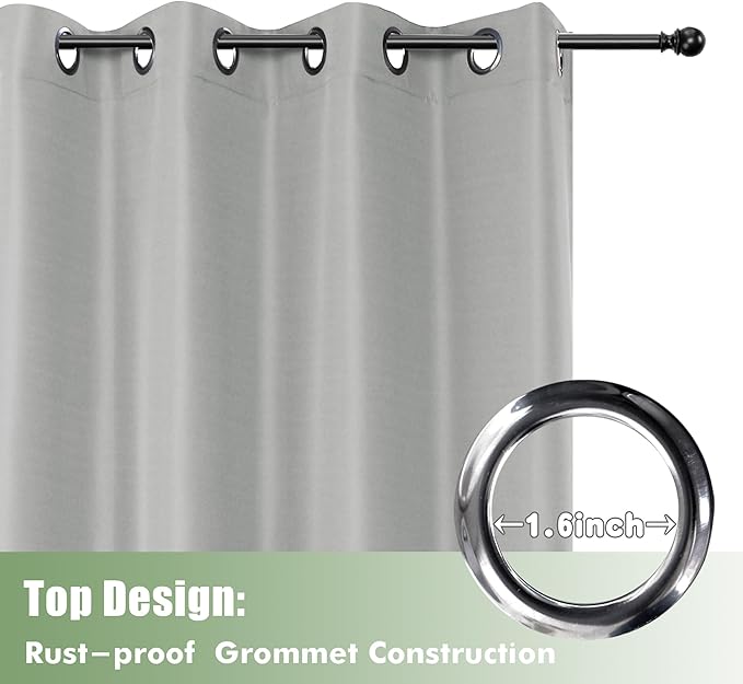 HolidayIdeas Waterproof Outdoor Curtains for Patio, 6 Panels - 54x108 Inches - Weatherproof Privacy Outsides Curtains for Backyard Porch Gazebo, Sunlight & UV Blocking (Silver, Grommet Top)