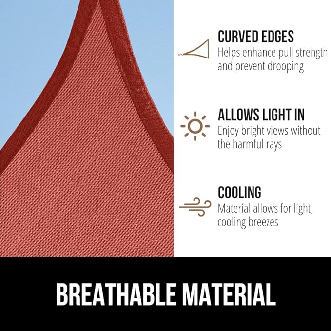 GORILLA GRIP Heavy Duty Sun Shade, UV Protection Fade Tear and Rust Resistant Rectangle Sunshade Canopy, Curved Edges Blocks Sunlight, Breathable Sail, Outdoor Patio, Lawn Garden, 8x10 FT Terra