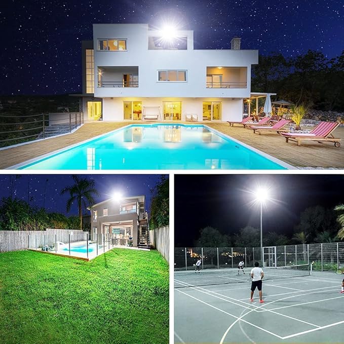 500W LED Flood Light Outdoor,2750W Equivalent Super Bright FloodLight with Plug,58600LM 5000K Daylight White IP66 Waterproof Commercial Lighting for Sports Fields,Counts,Arena,Stadium