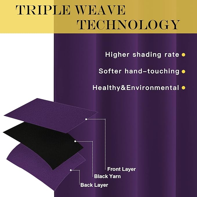 NICETOWN Room Divider Curtain 132 Inches Long, Wide Blackout Sliding Door Curtain for Bedroom, Room Darkening Privacy Window Curtain for Patio Door (1 Panel Set, Royal Purple, 80 x 132 Inch)