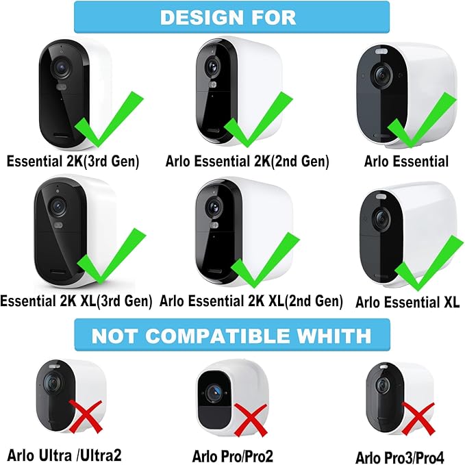 Solar Panel for Arlo Essential/XL Spotlight Cam (1st Gen), Essential 2K/2K XL (2nd Gen，3rd Gen), with 13FT Micro USB & Type-C Cables, 360° Adjustable Aluminum Mount3, 3 Pack