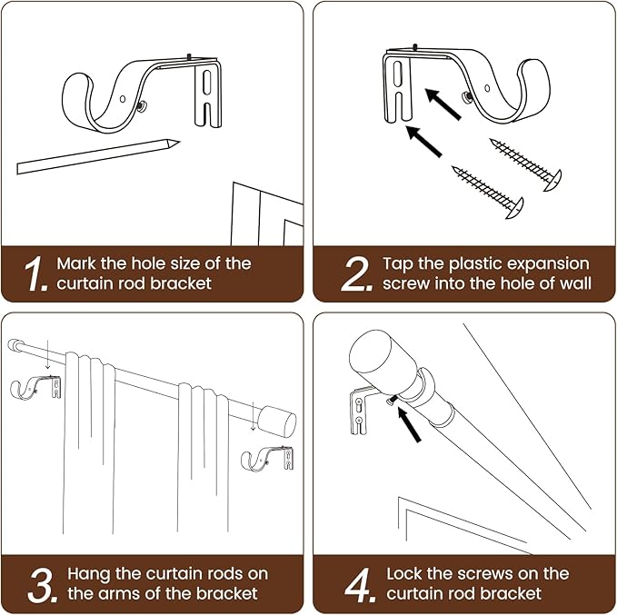 1” Diameter Curtain Rods Itself is 30 to 90 inch 1 Pack Fit 30-84 inch Window with Heavy Duty Adjustable Rod Matte Wood Grain Splicing Metal Extra Long Curtain Rod for Windows