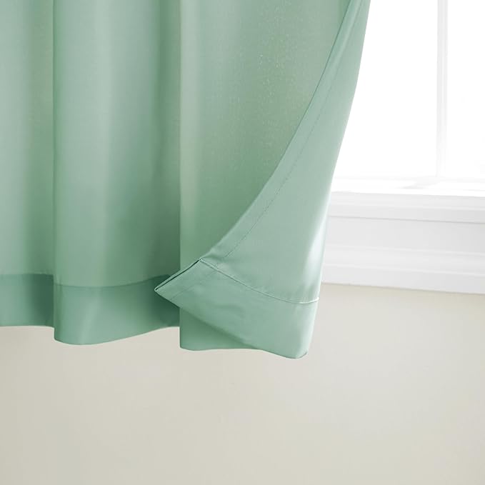 TOWN & COUNTRY BASICS Cabana Solid Heavyweight Indoor Outdoor Curtains, Light Filtering Opacity with Grommet Top, Water Repellent, 2-Pack Set, 54"x120", Seafoam
