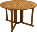 Sunnydaze Malaysian Hardwood Folding Gateleg Patio Dining Table with Teak Oil Finish - 4-Person Space-Saving Round Outdoor Table - 47.25” D x 29" H