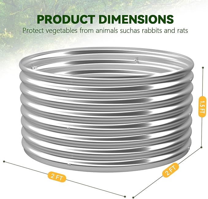 4 Pack Tall 2x2x1.5FT Round Raised Beds for Gardening, Corrugated Galvanized Steel Raised Garden Bed, Outdoor Metal Above Ground Garden Bed for Vegetables and Flowers