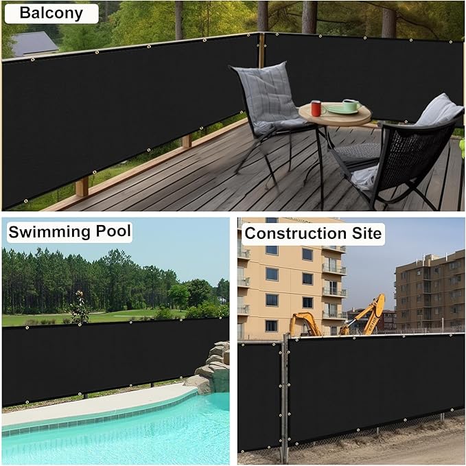 UPGRADE Privacy Fence Screen 6'x41' Black Outdoor 90% Visibility Blockage 170 GSM Mesh Shade Cover Panels for Backyard,Balcony,Home Decoration with Zip Ties,Customized Avaliable