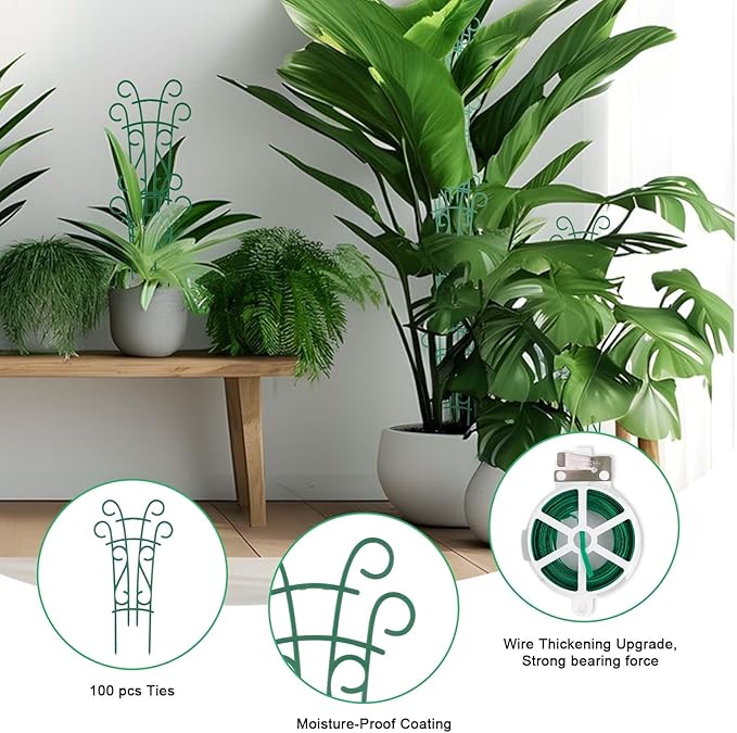 Plant Trellis for Potted Plants 12 Pack Stackable Indoor Outdoor Climbing Houseplant Support with Garden Wire for Pothos Hoya Ivy Flower