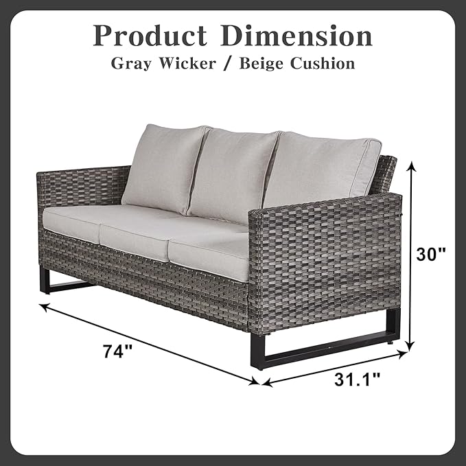 Belord 6 Piece Outdoor Furniture Patio Wicker Sofa Set, Oversize Outdoor Swivel Rocker Chairs with Rattan Ottomans, Conversation Sets Patio Furniture Come with Removable Washable Cushion
