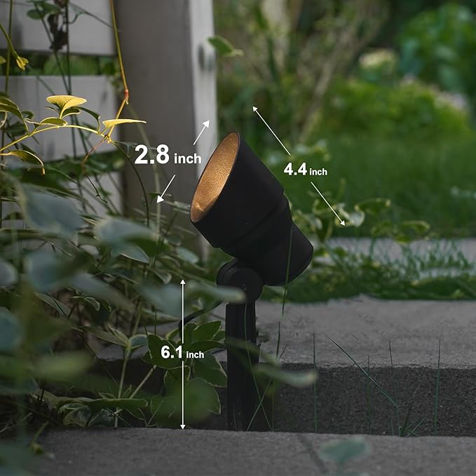 GOODSMANN Low Voltage Landscape Lights Landscape Floodlights Spotlights 3W LED 200 Lumen with Replaceable Bulb 12V AC with Metal Stake Cable Connector 9121-16503-01A