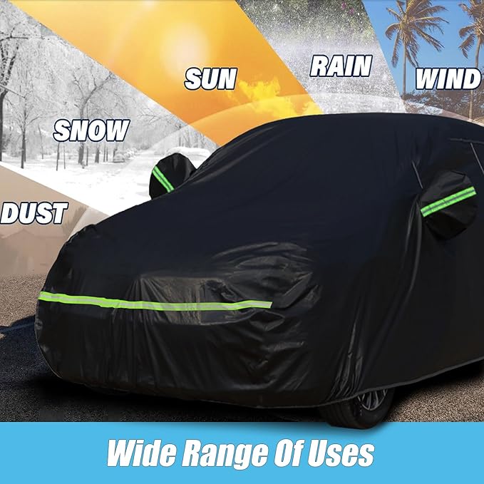 Waterproof Car Covers for 1994-2023 Mustang GT/Cobra/Shelby/Bullitt/ECOBOOST(Black) Custom Heavy Duty Waterproof All Weather Protection Outdoor