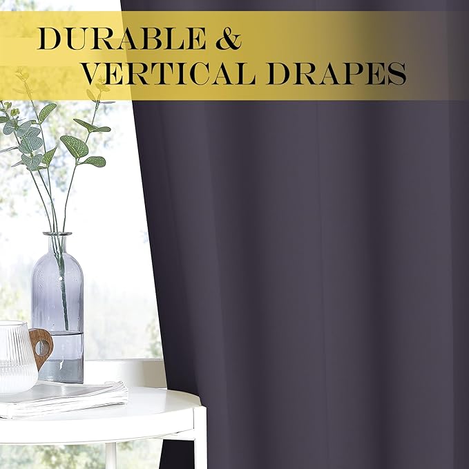 NICETOWN Blackout Curtains 54 Inches Long, Thermal Insulated Room Darkening Curtains for Bedroom, Window Treatment Drapes for Living Room Nursery (W66 x L54 Inch, Greyish Purple, 1 Panel)