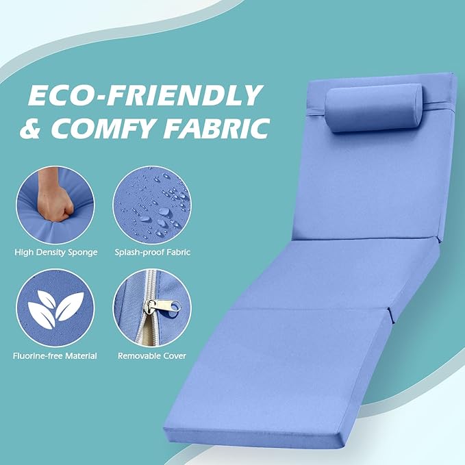 Chaise Lounge Chairs Outdoor Set of 6, Comfy Outside Wicker Patio Pool Lounge Chair w/ 5 Adjustable Back Angle, Cup Holder, Thicken Cushion