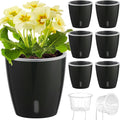 Self Watering Pots for Indoor Plants, 6-Pack 5'' Self Watering Planter with Drainage Holes, Small African Violet Pots with Water Indicator, Clear Wick Orchid Pot, Black