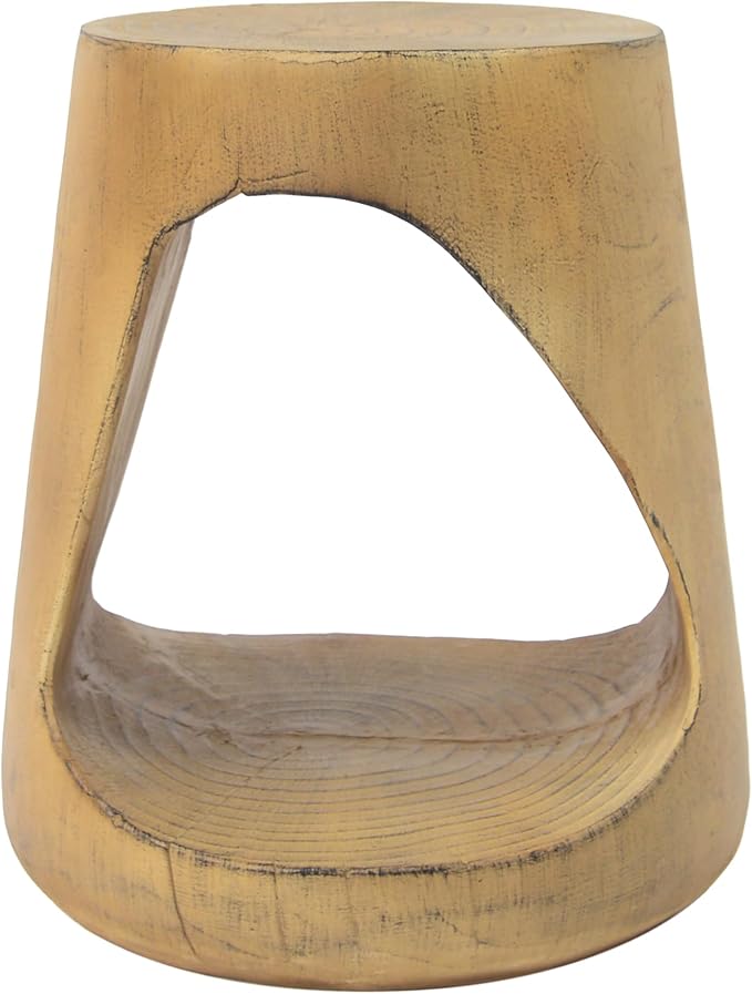 Christopher Knight Home Outdoor Side Table,Hollow Design End Table,Patio Garden Stool Table,Decorative Accent Table for Patio Balcony Beach Pool Side,Lightweight Concrete,Wood Like Texture,Natural