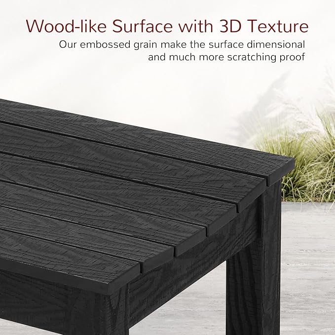 Stoog Outdoor Benches Set of 2, 2-Person Backless Patio Bench, All-Weather HIPS Garden Bench, Never Rot or Fade, for Backyard, Porch, Deck, and Entryway, Black