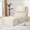 Giant Bean Bag Chair for Adults,Corduroy Chaise Lounge with Unrivaled Back Support, Detachable Neck Pillow, Comfortable Ottoman & Washable Cover for Living Room, Bedroom, Garden(White)