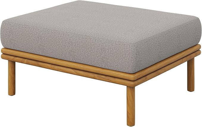 Modway Wren Teak Wood Outdoor Ottoman in Natural Driftwood