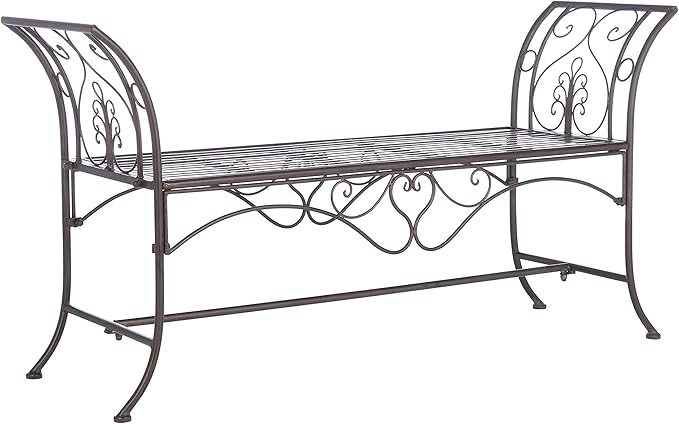 Safavieh PAT5016B Outdoor Collection Adina Rustic Brown Wrought Iron 51-inch Garden Bench