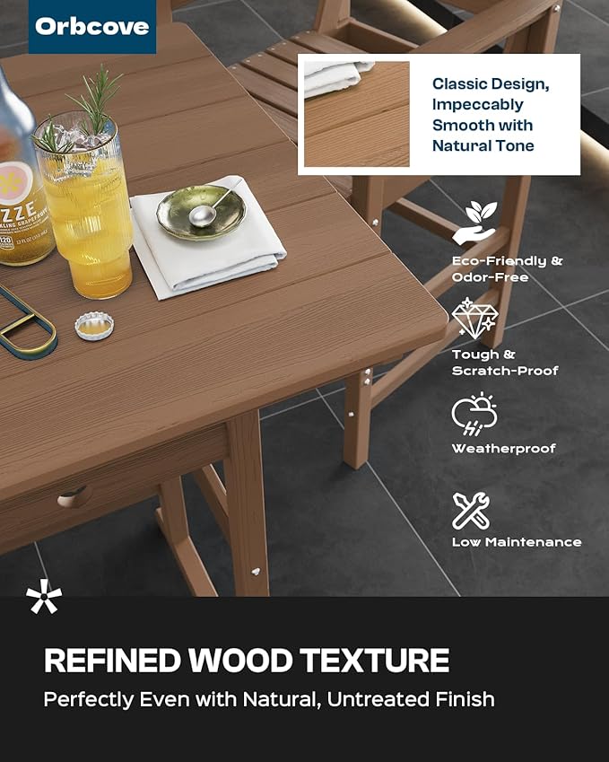 Patio Bar Table,Adirondack Table1 Pieces Set, Bar Height Outdoor bar Table Set of 1, Outdoor Bar Stools Set,Weather-Resistant Outdoor Furniture for Deck, Balcony, Poolside Easy Assembly, Teak