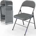 VINGLI 10 Pack Folding Chairs with Padded Seats, Metal Frame with Pu Leather Seat & Back, Capacity 350 lbs, Gray