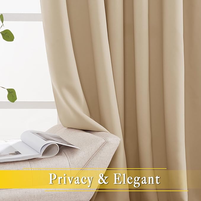 NICETOWN Sliding Door Blinds Window Treatment, Blackout Patio Door Curtain Panels, Privacy Thermal Drapes for Department (Biscotti Beige, W80 x L84)