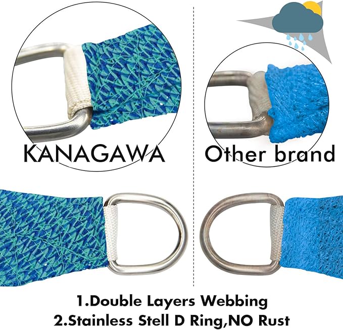 KANAGAWA 23'X24' Turquoise Mix Custom Size Sun Shade Sail Rectangle UV Block Canopy Cover for Patio Backyard Lawn Garden Outdoor (Customized Available)