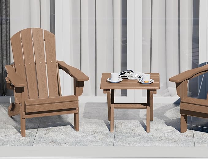 SERWALL Folding Outdoor Side Table Set of 6, Adirondack End Table, Brown