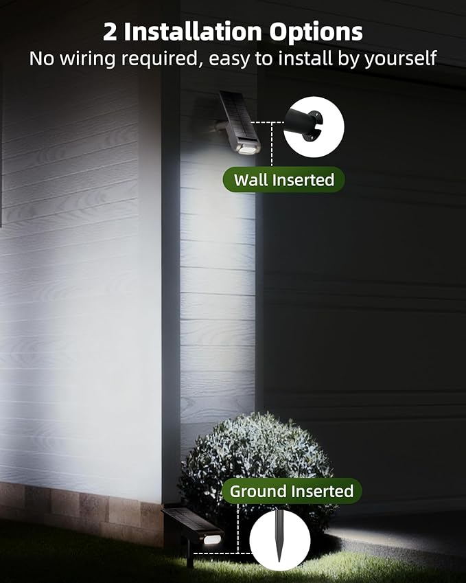 EZVALO Solar Spot Lights Outdoor IP67 Waterproof, Adjustable Solar Landscape Lights, 3 Lighting Modes Solar Spotlights for Outside Yard Garden Plant Trees Pathway Flag (Cool White-4Pack)