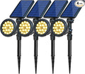 Solar Spotlights, 18 LED Solar Lights Outdoor Waterproof, 2 Mode Soft Warm White Landscape Lighting Auto On/Off Spot Lights for Flag Pole Garden Yard Tree Driveway Pool, 4 Pack