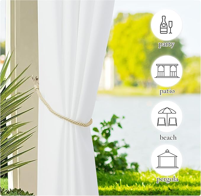 NICETOWN 2 Panels Waterproof Outdoor Curtains for Patio, Tab Top Indoor Outdoor Window Treatments Thermal Insulated Porch Panels Privacy for All Season, W55 x L95, Pure White