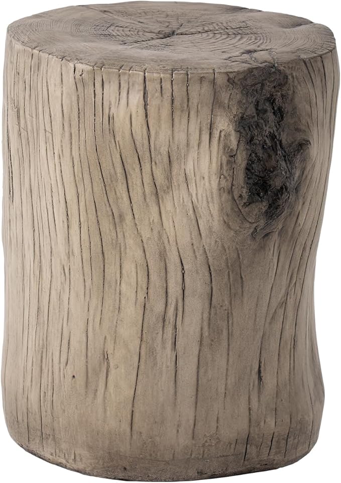 SUNBURY Stump Side Table, Concrete Side Table Coffee Log End Table,Patio Faux Wooden, Light Grey Stool Prop Plant Stand Holder for Garden Household Living Room