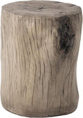 SUNBURY Stump Side Table, Concrete Side Table Coffee Log End Table,Patio Faux Wooden, Light Grey Stool Prop Plant Stand Holder for Garden Household Living Room