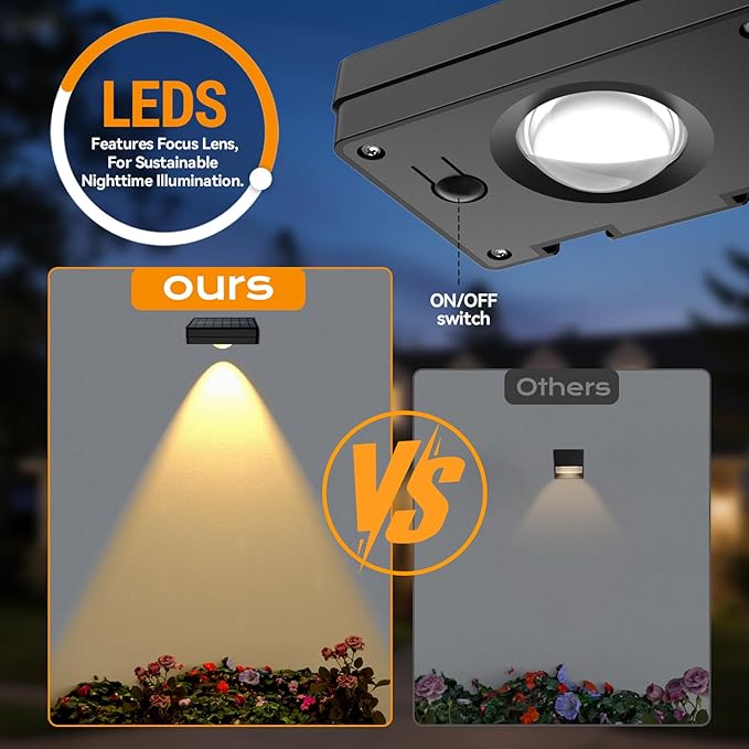 Solar Led Wall Light,Rgb Color Changing Spotlight - Waterproof Outdoor Garden Path Lighting Patio Fence Lights,10 Modes Auto On/Off,Ip44 Abs Material,No Wiring Needed For Yard & Courtyard (12 P)