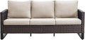 Belord Outdoor Couch Patio Furniture: Wicker Patio Sofa with Deep Seat High Back, 800Lbs Weight Capacity Oversize Outdoor Seating 3 Seater Rattan Couch, Anti-Rust Frame, Brown