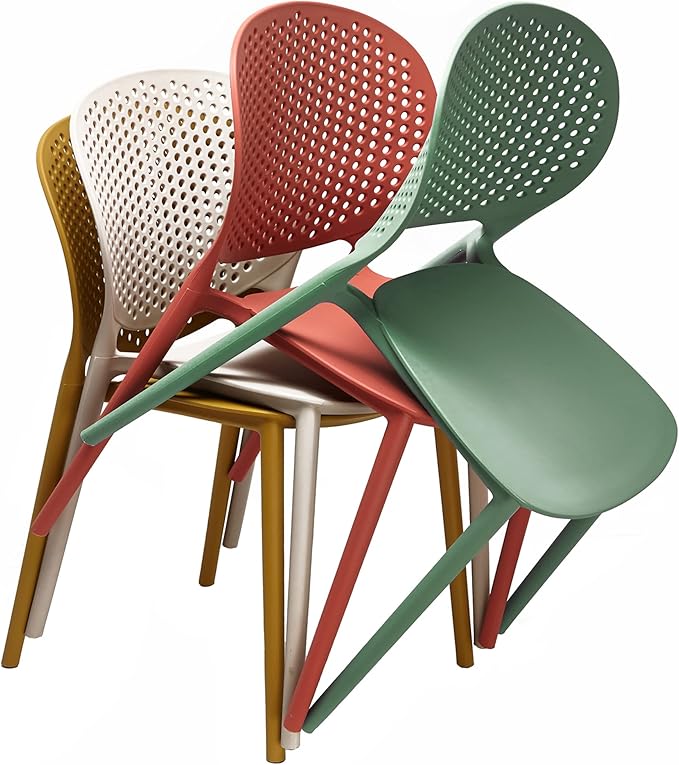 2xhome Set of 2 Patio Dining Chairs | Modern Stackable Outdoor Pool Side Chair | Weather Resistant Plastic for Yard, Porch, Balcony, Kitchen, Green