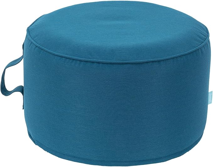 QILLOWAY Indoor/Outdoor Inflatable Stool,Round Ottoman,All Weather Foot Rest for Camping or Home,All Peacock Blue