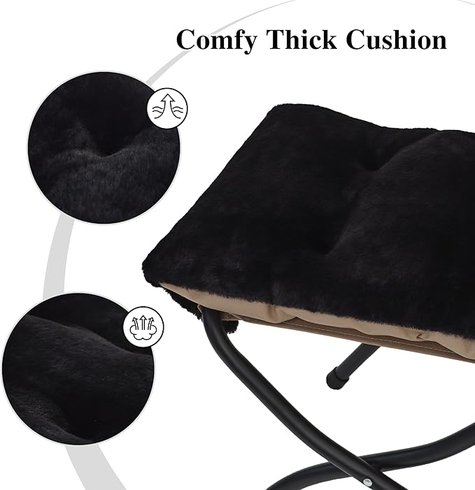 15"(H) Folding Ottoman, Set of 2, Foldable Footrest Stool, Small Foot Stool for Couch, Collapsible Foot Rest Ottoman for Sofa, Accent Padded Ottomans for Living Room, Bedroom, Black