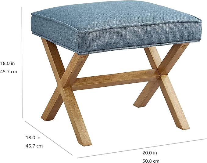 Amazon Brand – Rivet Mid-Century Modern X Stool Ottoman Chair, 20" W, Indigo - Amazon Vine