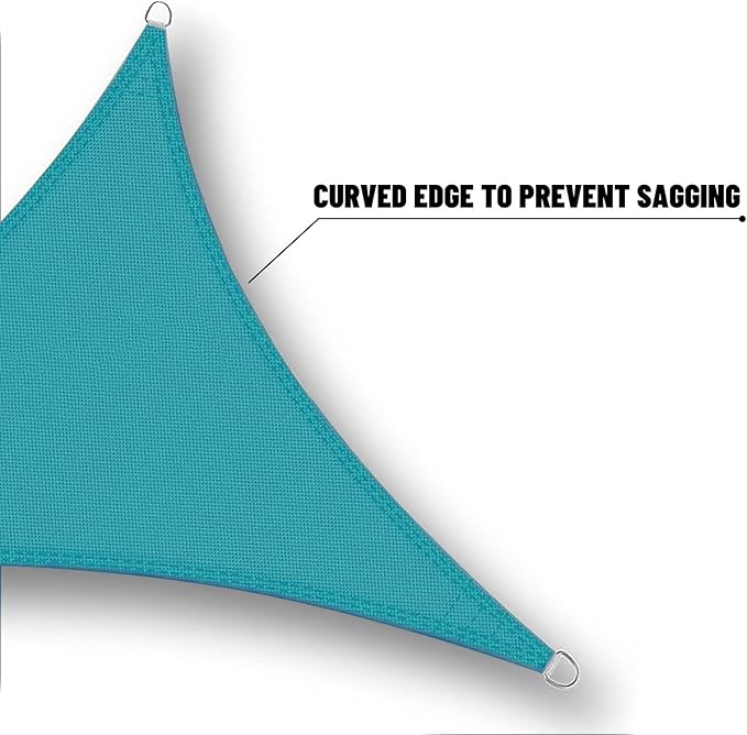 SUNNY GUARD Waterproof Sun Shade Sail 16' x 16' x 16' Turquoise Blue Triangle UV Block Sunshade for Backyard Yard Deck Patio Garden Outdoor Activities and Facility(We Make Custom Size)