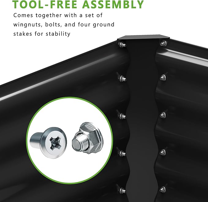 2PCS 6x2x1FT Galvanized Raised Garden Bed,Planter Raised Beds-Metal Garden Box,Large Plant for Outdoor Planting, Vegetables Bed，Flower,herb-Black