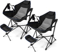 Tangkula Set of 2 Hammock Camping Chair, Portable Camp Chair with Retractable Footrest, Adjustable Back, Headrest, Cup Holder & Carry Bag, Outdoor Folding Lawn Chair for Camping, Fishing, Hiking