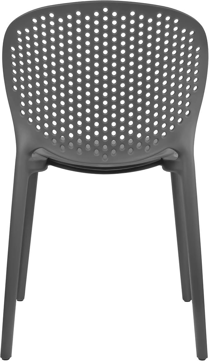 2xhome Patio Dining Chair | Modern Stackable Outdoor Pool Side Chair | Weather Resistant Plastic for Yard, Porch, Balcony, Kitchen, Gray, Single, Set of 1