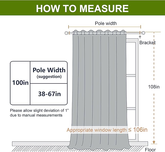 NICETOWN Extra Wide and Long Curtain - Thermal Insulated Drape Voice Canceling for Room Divider/Patio/Glass Door (White, 100 inches Width, 108 inches Length, Single Piece)