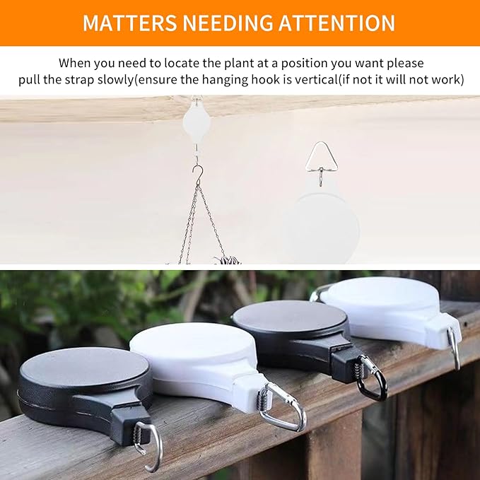 5PCS Adjustable Retractable Plant Pulley Hangers - Versatile Height Hooks for Hanging Baskets, Flower Pots, and Bird Feeders