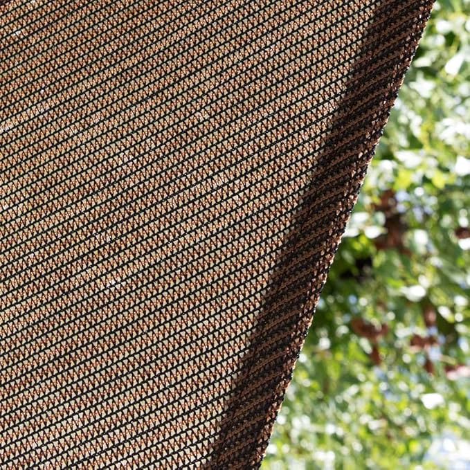 Amgo Custom Size 27' x 27' x 27' Brown Triangle Sun Shade Sail Order to Make Canopy Awning UPF50+ AGSLT, 95% UV Blockage, Water & Air Permeable, 200GSM Commercial Standard (We Customize)