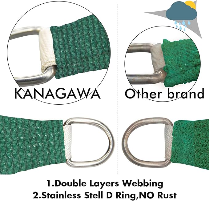 KANAGAWA 18'X18' Dark Green Custom Size Sun Shade Sail Square UV Block Canopy Cover for Patio Backyard Lawn Garden Outdoor (Customized Available)