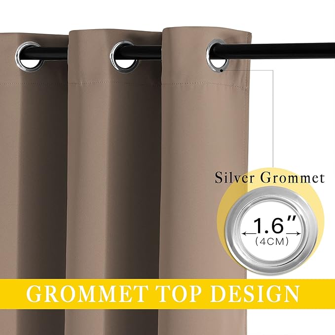 NICETOWN Blackout Blinds for Patio Door, Sliding Door Insulated Blackout Curtains, Extra Wide Curtain with Grommet Top for Villa/Hall/Parlor (Cappuccino, 1 Panel, 80” W x 108“ L)