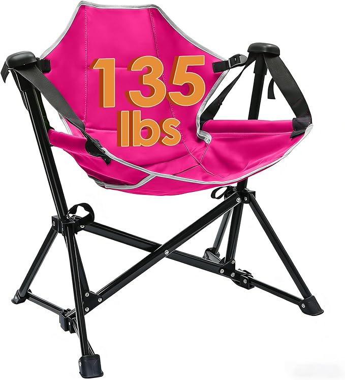 Kids Hammock Chair,Adjustable Kids Camping Chair,Folding Chair with Stand,Portable Hammock Chair for Camping, Travelling and Patio,Green,Supports 135 LBS (Pink)