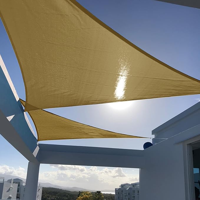 SUNNY GUARD Sun Shade Sail 8' X 8' X 8' Triangle Sand UV Block Sunshade for Backyard Yard Deck Patio Garden Outdoor Activities and Facility(We Make Custom Size)